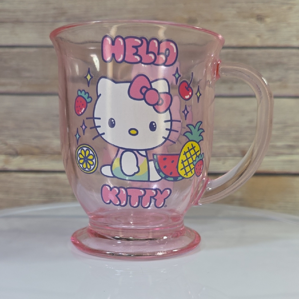 Sanrio Hello Kitty Pink Clear Fruit Glass Mug